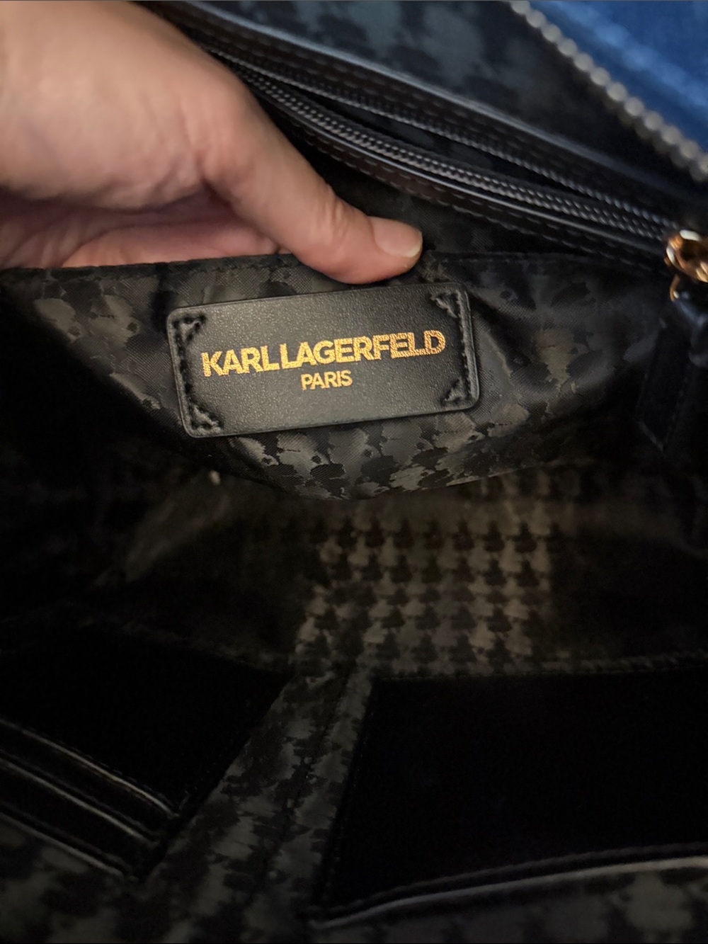 Karl Lagerfeld Navy and Light Blue Logo Tote with Charm - Picture 2 of 15